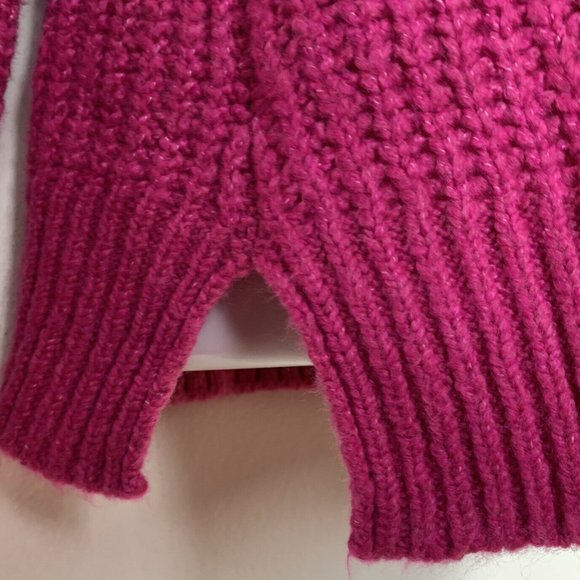 Allison Joy Sweater Cabled Tunic "Hattie" Hot Pink Turtleneck Women's SMALL - Picture 8 of 10